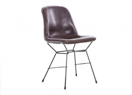 Chaise avec revêtement en cuir- coloris marron cigare