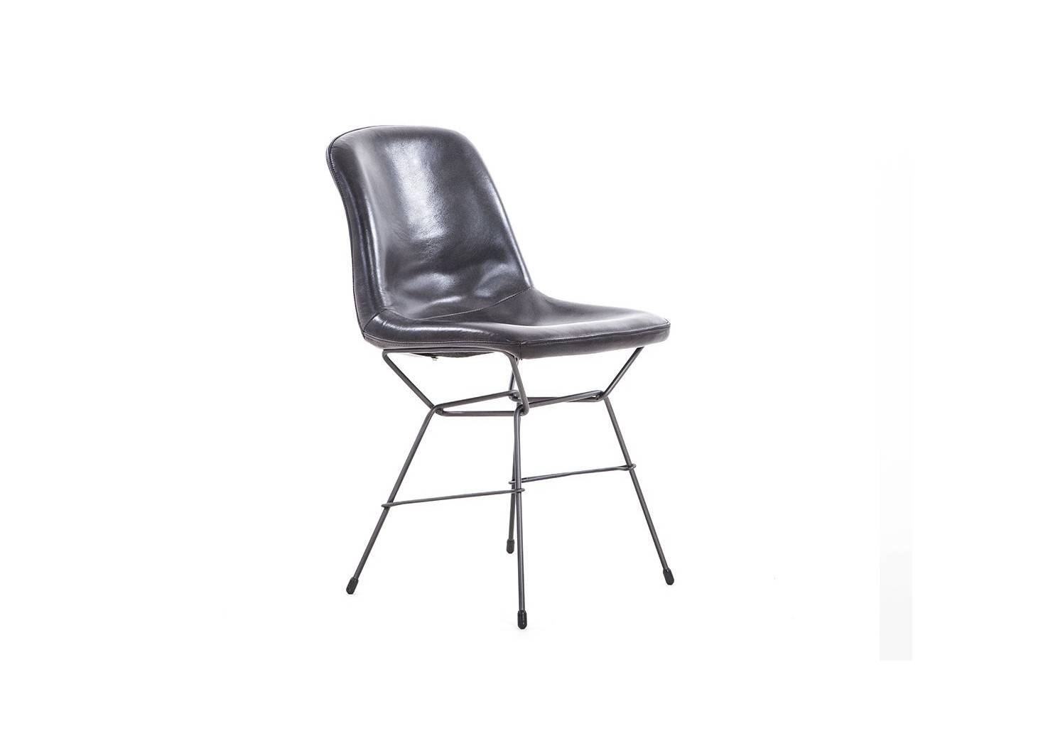 Chaise avec revêtement en cuir- coloris gris