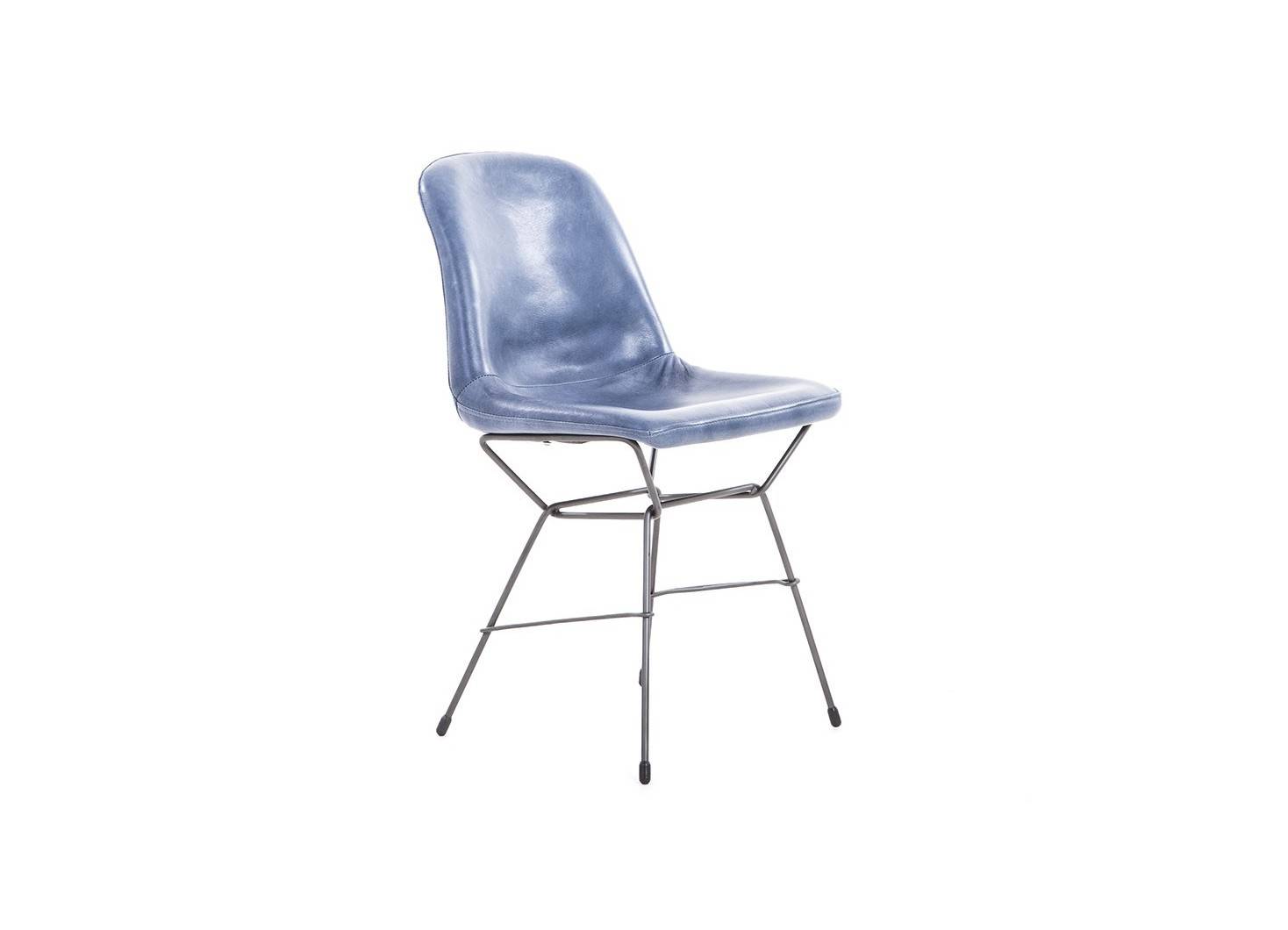 Chaise revêtement en cuir vieilli - coloris Bleu