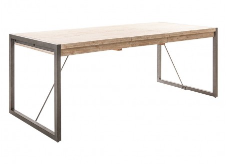 Grande table repas Acacia et métal 200 -250 cm - bois clair