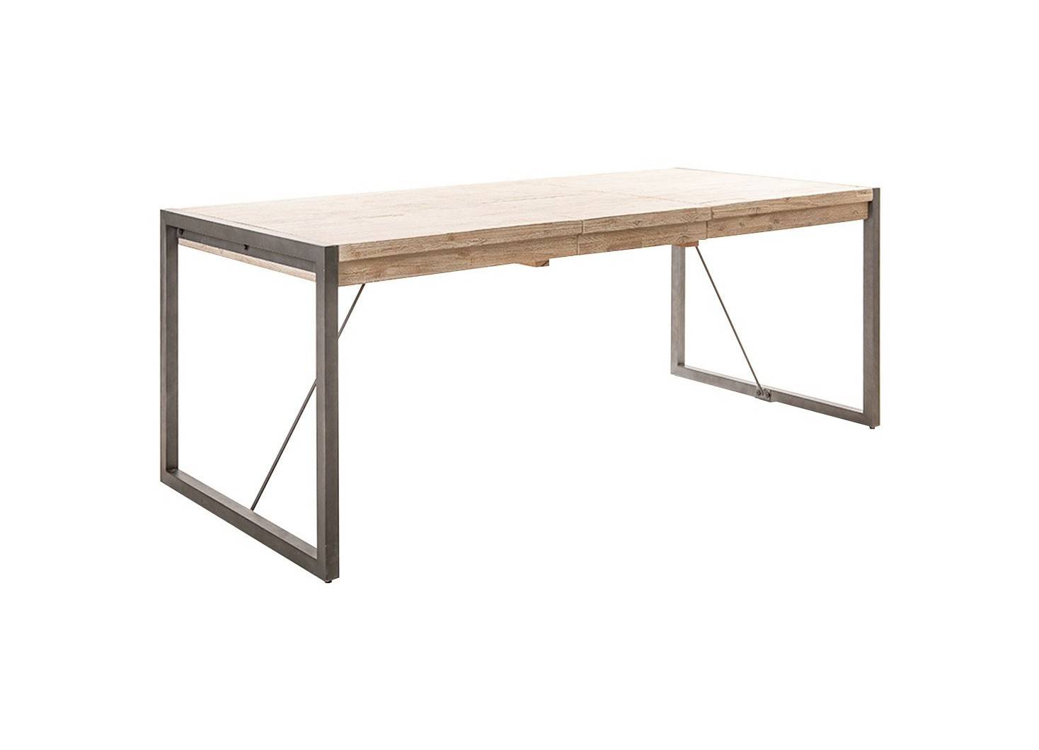 Grande table repas Acacia et métal 200 -250 cm - bois clair