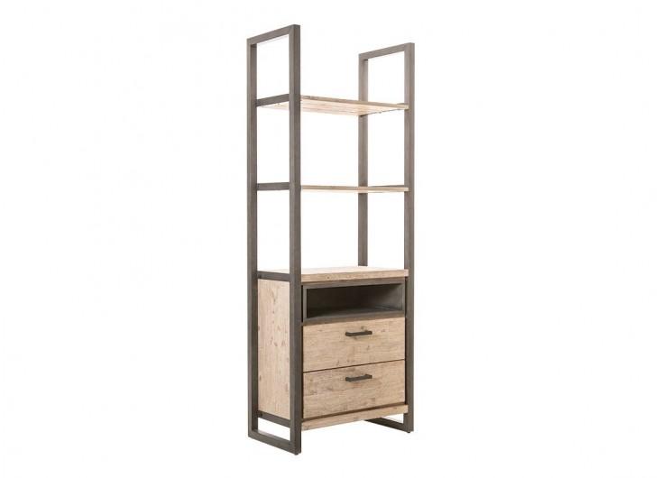 Bibliotheque Etagere En Acacia Et Metal Noir Style Industriel Loft