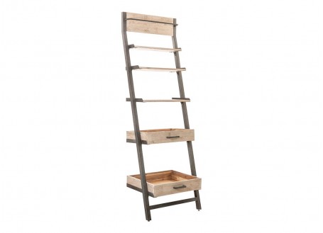 Bookcase Ladder Shelf Acacia And, Acacia Wood Ladder Bookcase