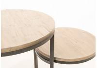 Table d'appoint, trois plateaux ronds - Acacia et metal