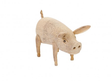 Cochon, sculpture en bois. artisanat du monde.