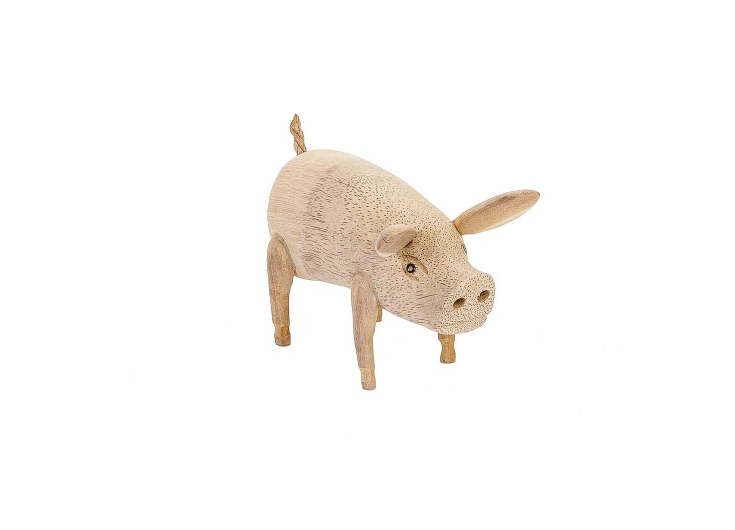 Cochon, sculpture en bois. artisanat du monde.