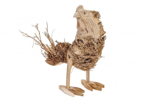 Chicken, wood sculpture. World craftsmanship.