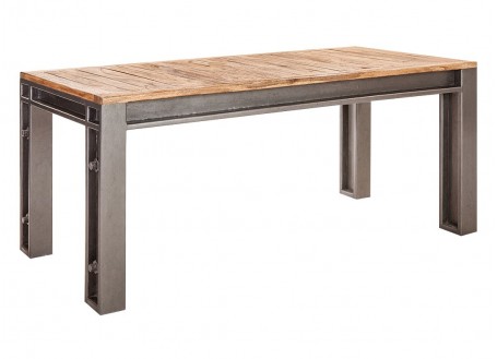 Table repas fixe Profile style industriel en bois massif 