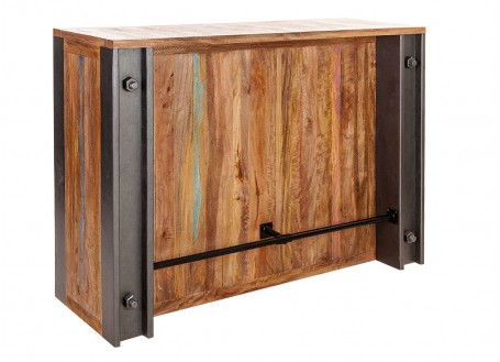 Meuble bar comptoir industriel Profile - Plateau en bois