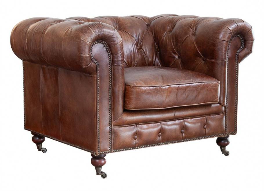 Chesterfield armchair - Brown leather