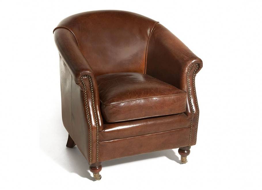 Club armchair in brown leather