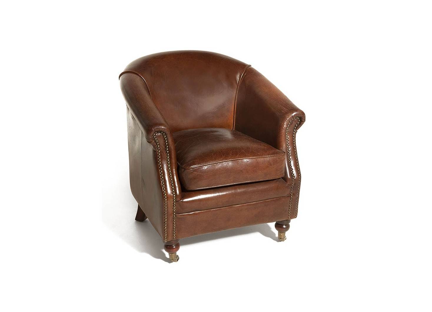 Club armchair in brown leather