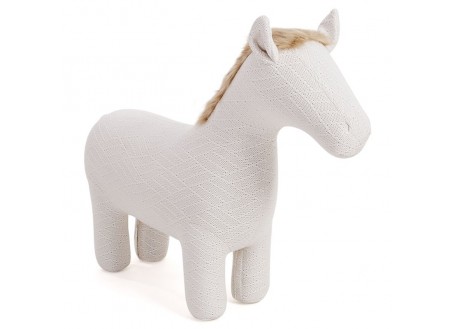 Pouf cheval blanc. Fil tricoté. 105 cm