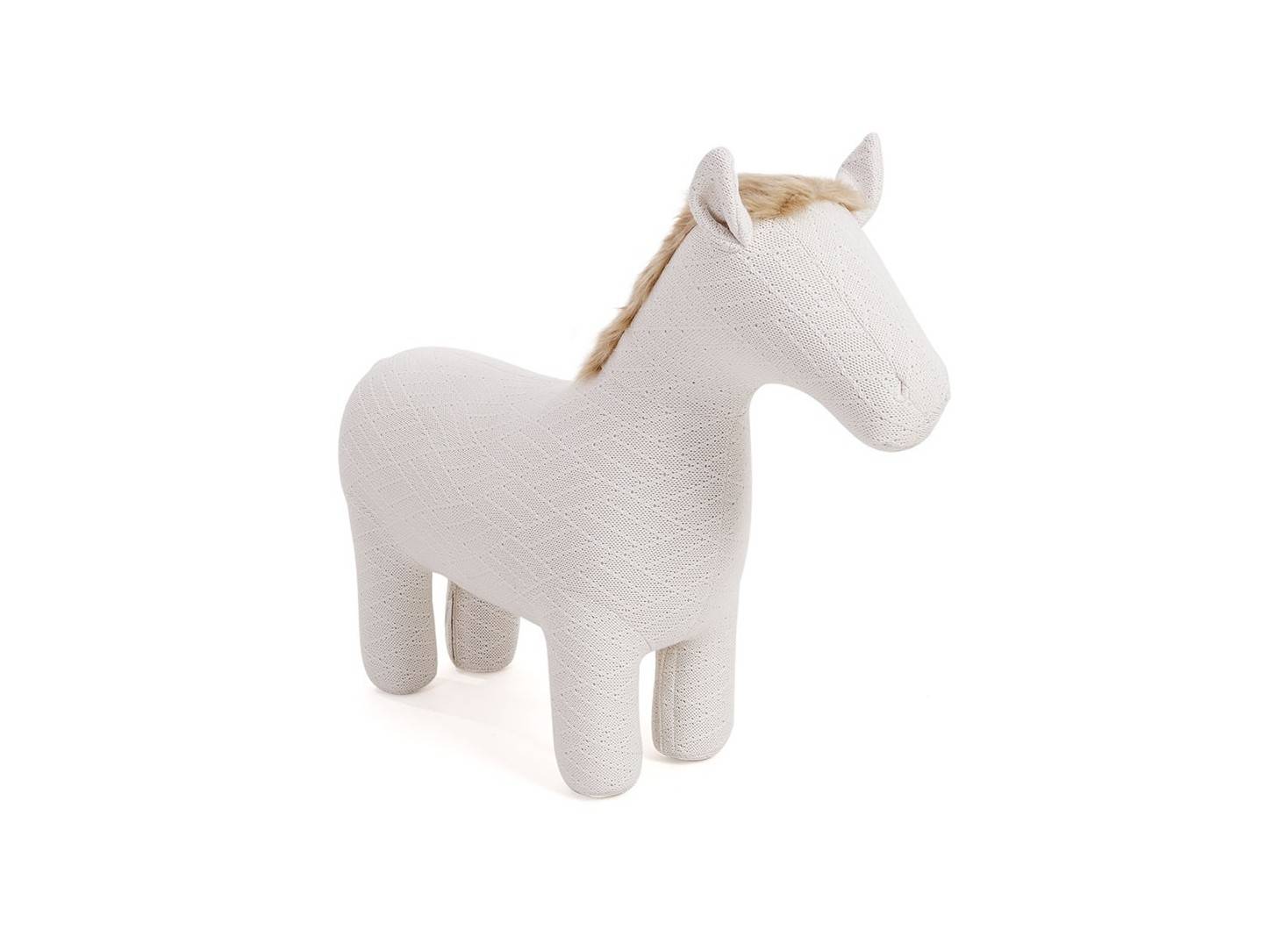 Pouf cheval blanc. Fil tricoté. 105 cm