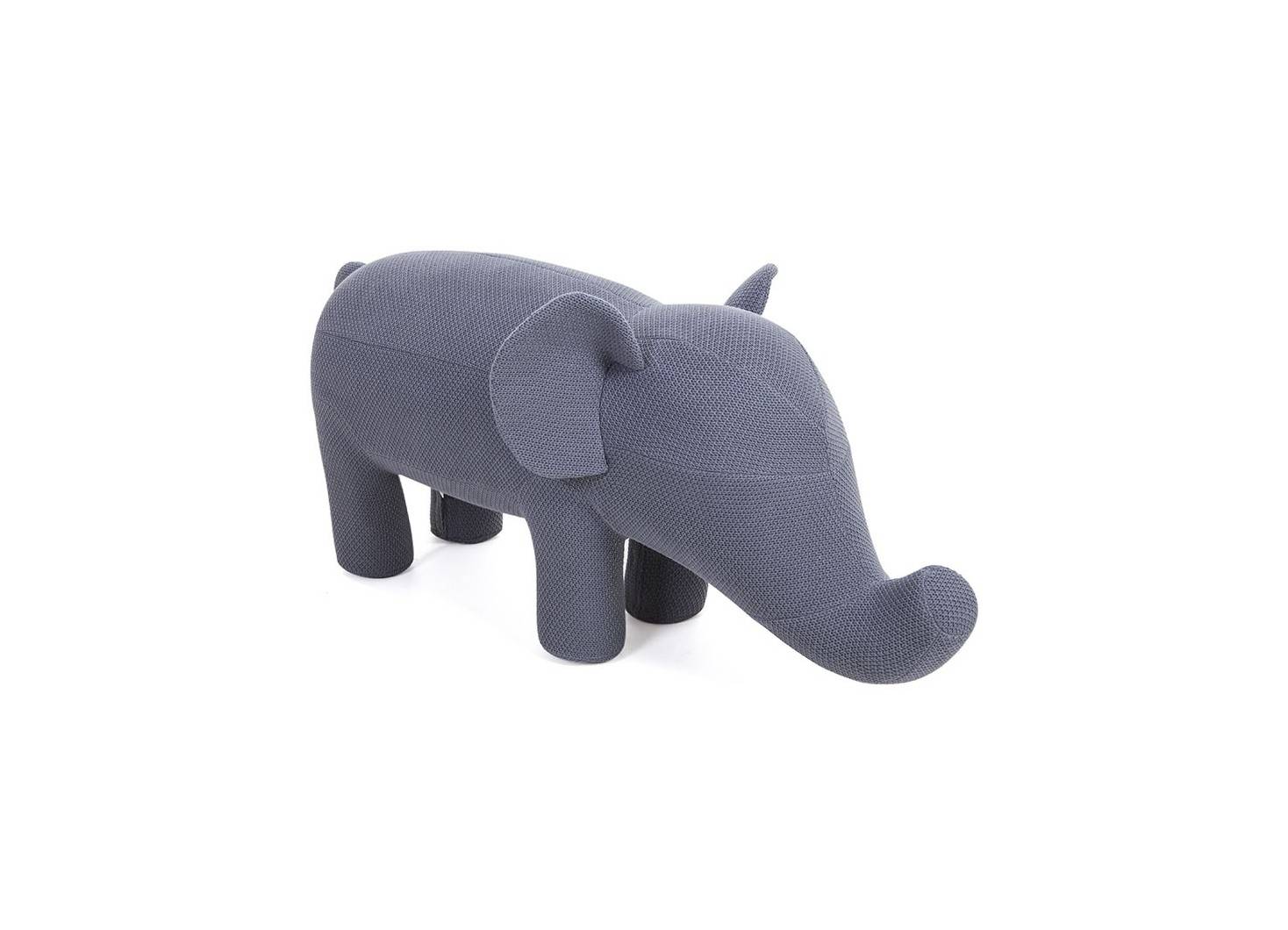 Pouf éléphant gris. Fil de coton tricoté. 118 cm