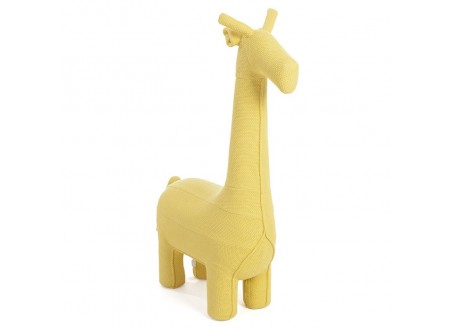 Pouf girafe jaune. Fil de coton tricoté. 128 cm