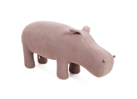 Pouf - tabouret hippopotame marron