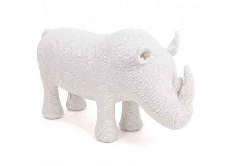 Pouf - tabouret rhinocéros blanc. 116 cm