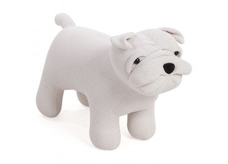 Pouf et tabouret - petit modèle / chien blanc