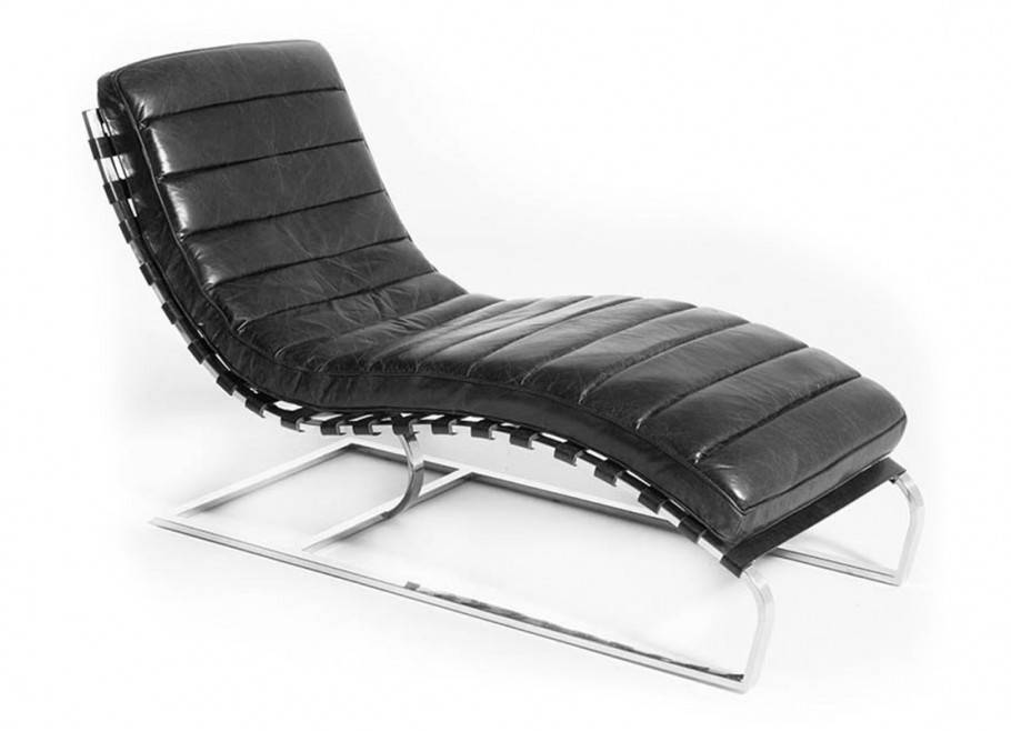 Chaise longue Lounge - Cuir noir