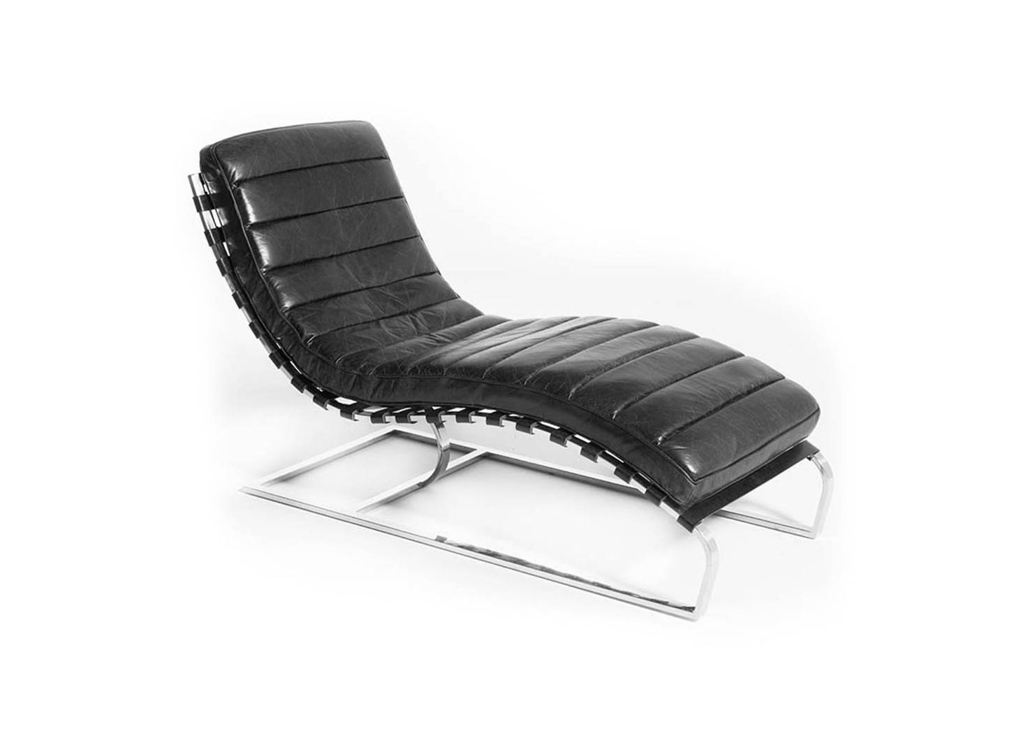Lounge chair - Cuir noir et inox