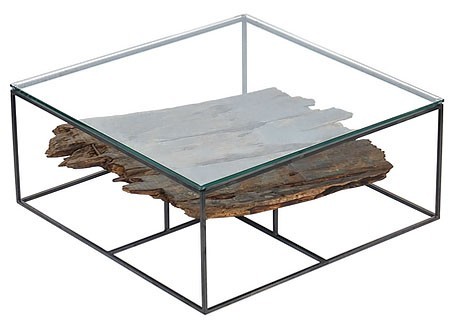 Table basse Influence carrée, plateau en verre