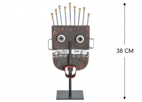 Ethnic mask made out of retrieved metal, one-off