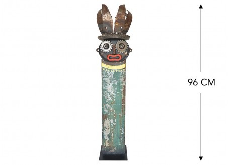 Ethnic mask made out of retrieved metal, one-off