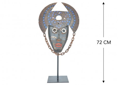 Masque décoratif en métal récupéré - Pièce unique