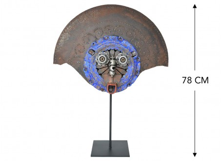 Ethnic mask made out of retrieved metal, one-off