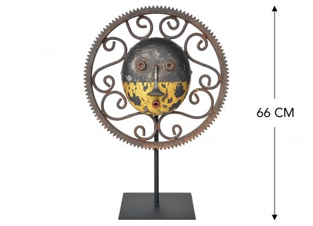 Masque décoratif en métal récupéré - Pièce unique