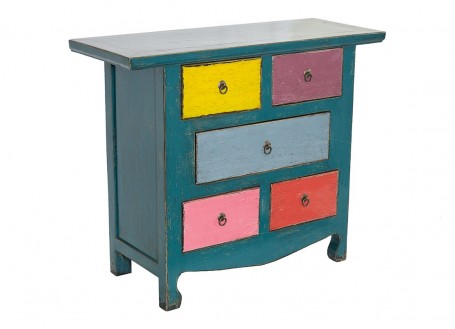 Chinese chest of drawers - 5 drawers - Multicoloured