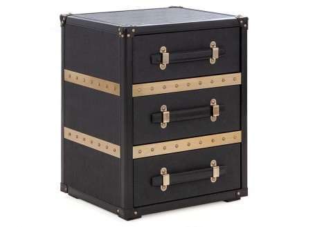 Side table Cap Horn 3 drawers - Black in shagreen