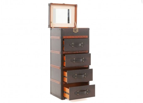 Chest of drawers Cap Horn 4 drawers - Dark brown crocodile style