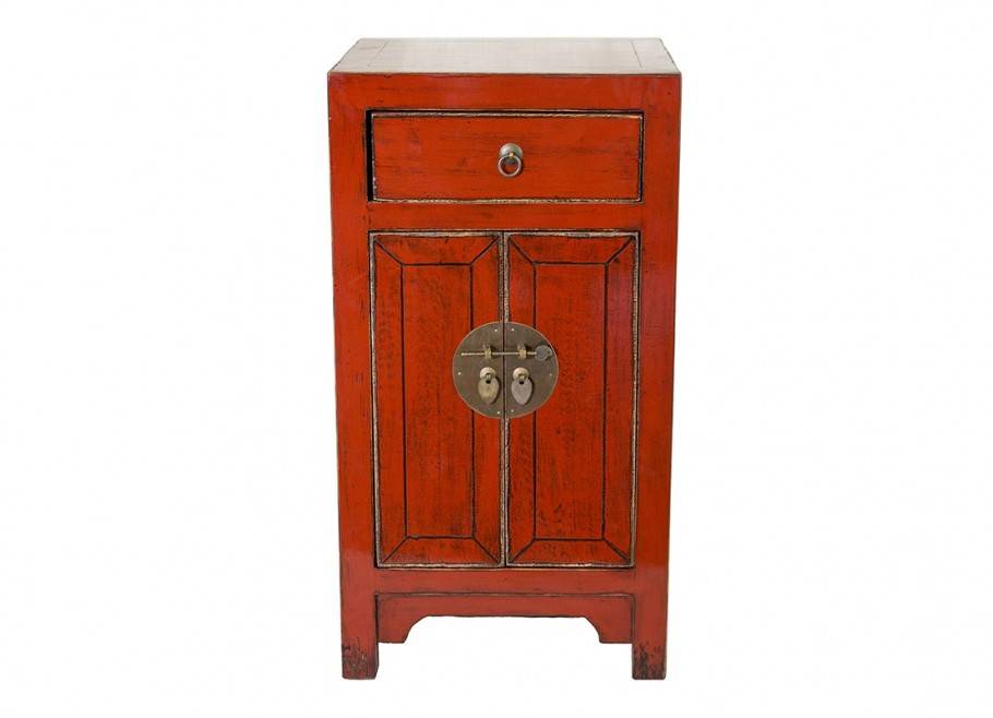 Meuble d’appoint Chinois - 2 portes 1 tiroirs - Rouge