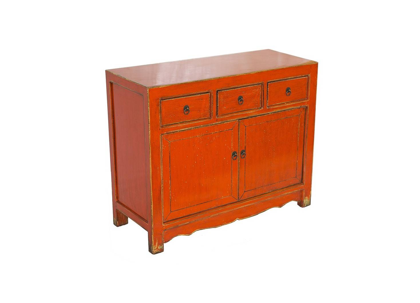 Chinese sideboard - 2 doors 3 drawers - Orange