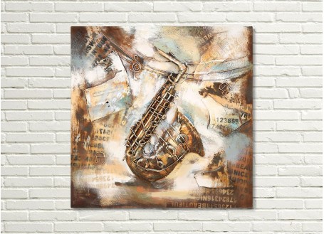 Tableau en métal en relief - Saxophone