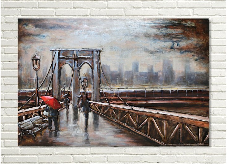 Tableau en métal en relief - Brooklyn Bridge