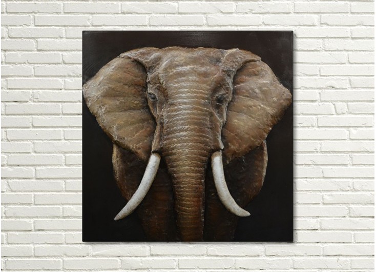 Tableau en métal en relief - Elephant