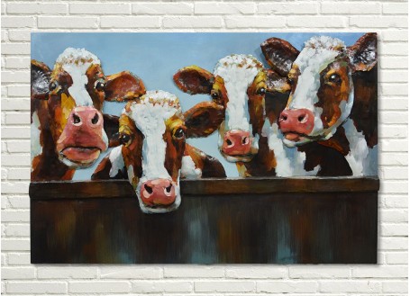 Metal relief painting - Cows
