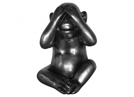 Statuette en résine - singe de la sagesse Mizaru / gris