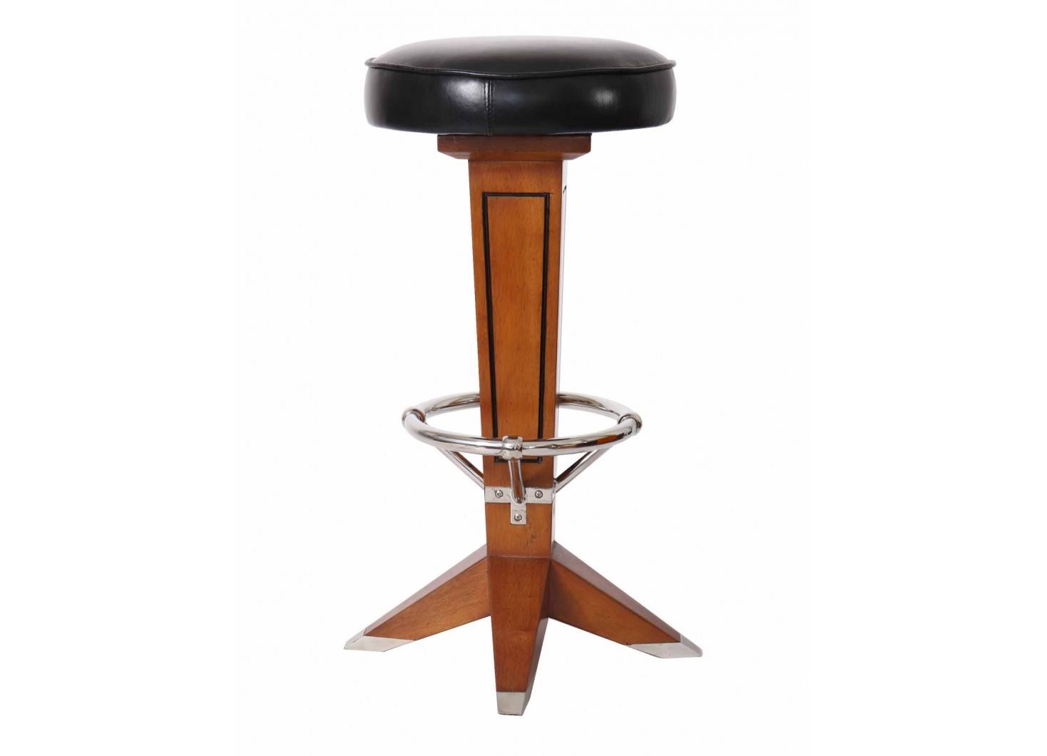 Canoe barstool - black leather