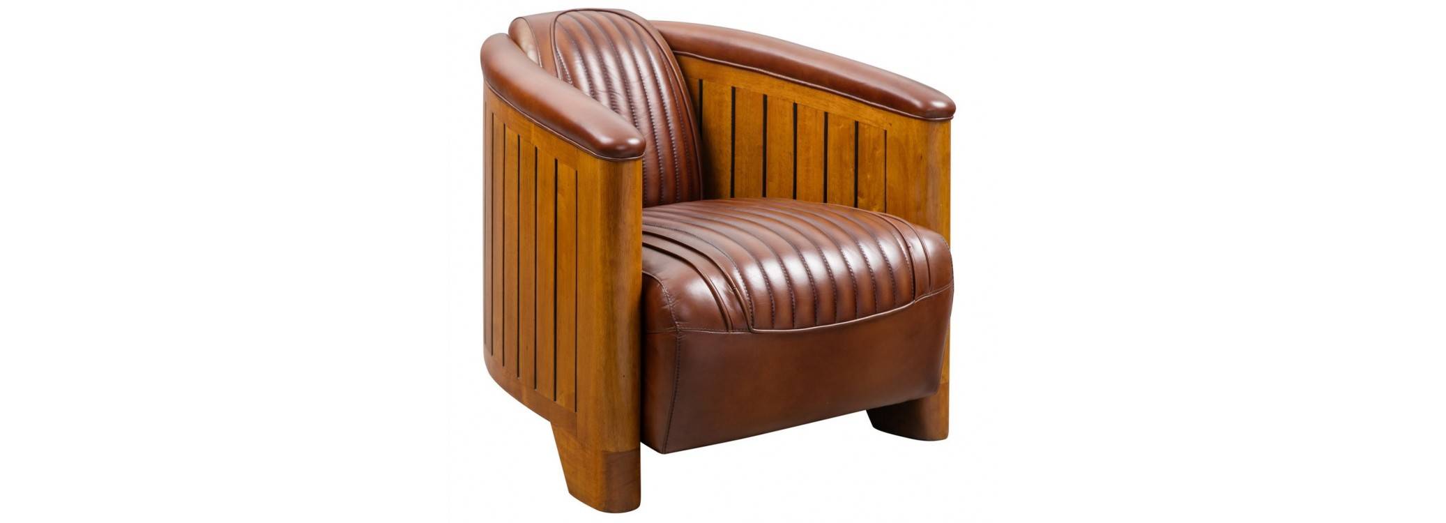 Canoë armchair - Brown leather