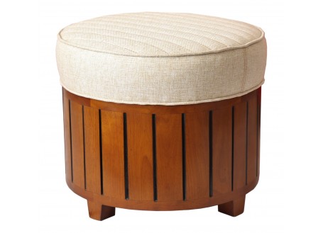 Canoë round footstool - Beige fabric