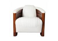 Fauteuil club Pirogue - cuir blanc 