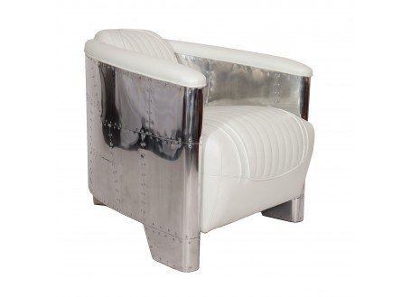 Aviator armchair - White leather