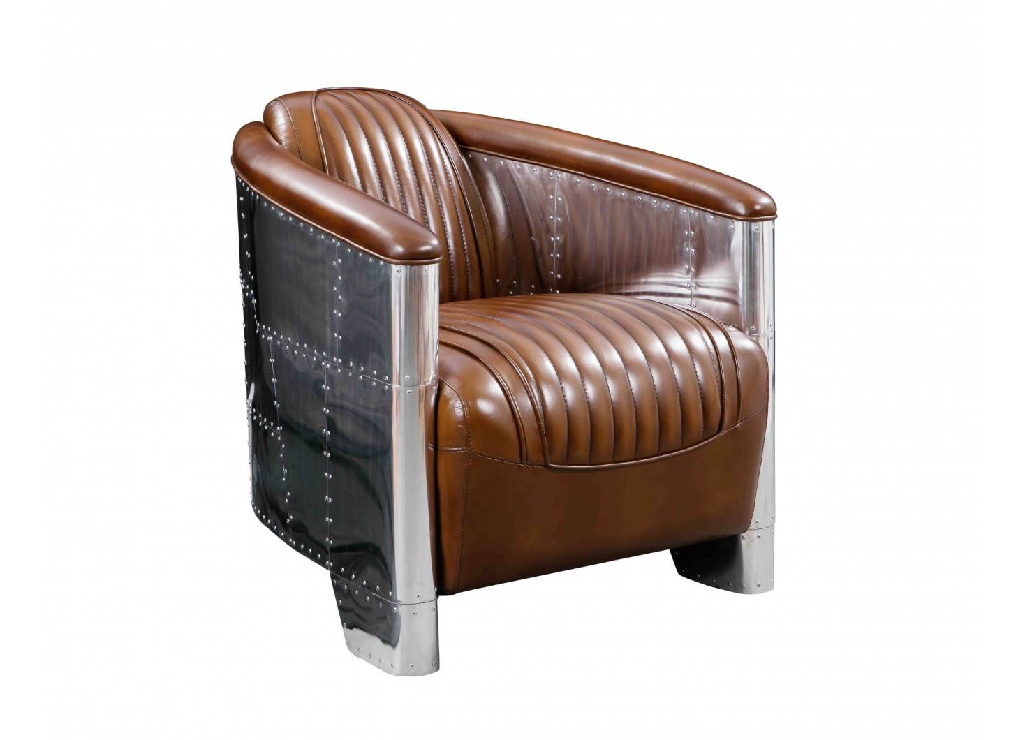 Brown leather aviator armchair DC3