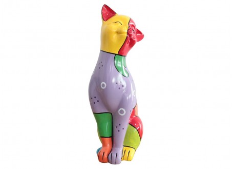 Statue de chat coloré en résine