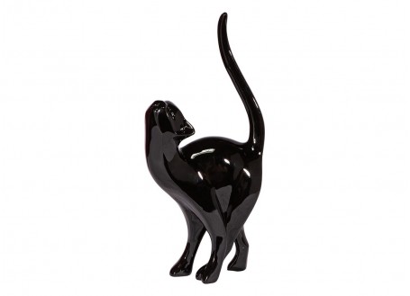 Statue chat noir en résine