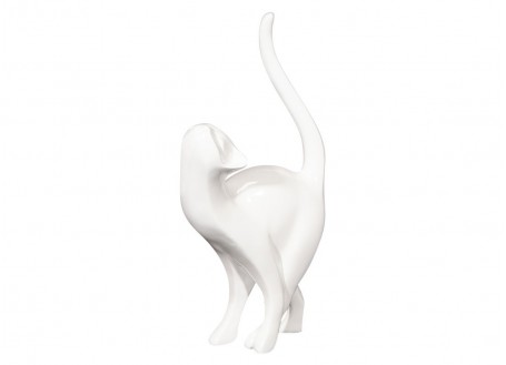 Statue chat blanc en résine
